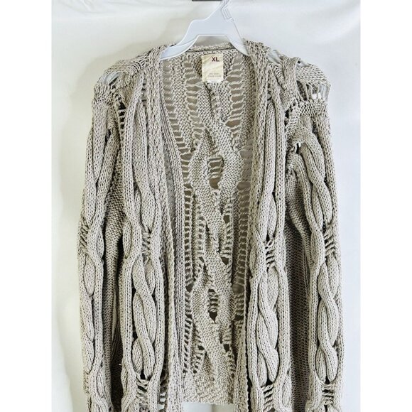 Far Away From Close Chunky Cable Knit Open Cardigan Sweater Boho - Picture 3 of 7